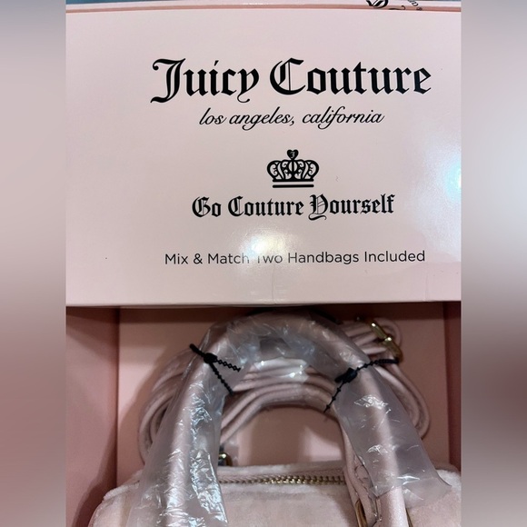 Juicy Couture Pink Diamond Velour 2 Piece Satchel Set, NWT - Picture 6 of 7